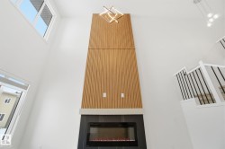 Detailed view of a glass covered fireplace - 