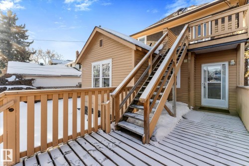 Deck featuring stairs - 10921 126 Street, Edmonton, AB - Outdoor With Deck Patio Veranda