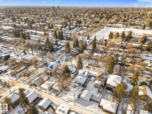 Aerial overview of property's location with nearby suburban area - 10921 126 Street, Edmonton, AB - Outdoor With View