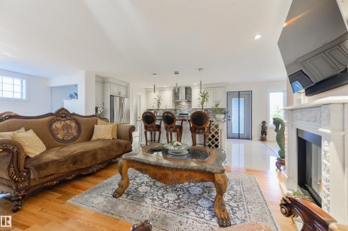 9720 65 Avenue, Edmonton, AB - Indoor Photo Showing Living Room With Fireplace