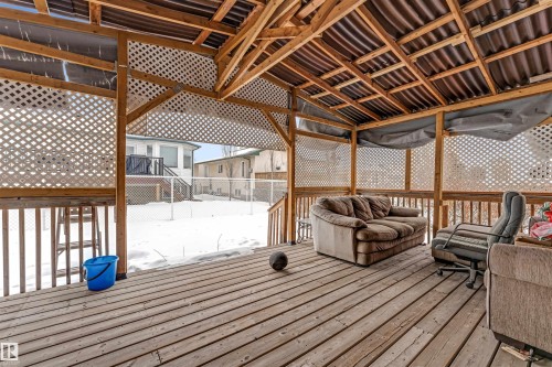 View of wooden deck - 6741 162A Avenue, Edmonton, AB - Outdoor With Deck Patio Veranda With Exterior
