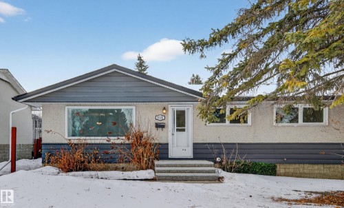 Bungalow-style home featuring entry steps and stucco siding - 8328 164 Street, Edmonton, AB - Outdoor