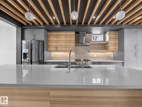 9803 74 Avenue, Edmonton, AB - Indoor Photo Showing Kitchen With Double Sink