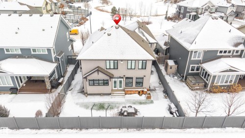 Snowy aerial view with a residential view - 656 180 Street, Edmonton, AB - Outdoor