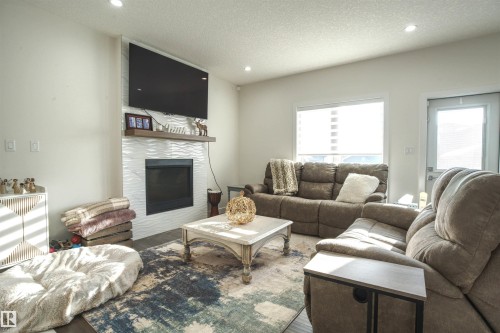 8904 217 Street, Edmonton, AB - Indoor Photo Showing Living Room With Fireplace