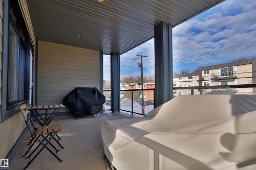 Patio / terrace featuring area for grilling - 203 9908 84 Avenue, Edmonton, AB - Outdoor With Balcony With Deck Patio Veranda With Exterior