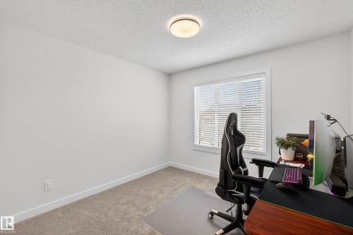 Home office with a textured ceiling and light carpet - 2098 Graydon Hill Crescent, Edmonton, AB - Indoor Photo Showing Office