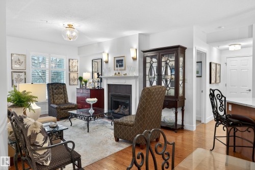 103 9811 96A Street, Edmonton, AB - Indoor Photo Showing Living Room With Fireplace