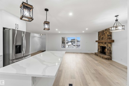 15016 57 Street, Edmonton, AB - Indoor Photo Showing Living Room With Fireplace