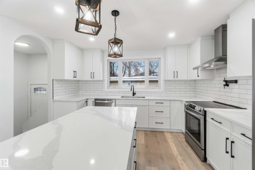 15016 57 Street, Edmonton, AB - Indoor Photo Showing Kitchen With Upgraded Kitchen