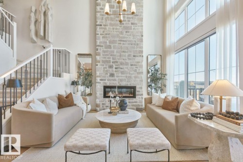 4546 Kinsella Link, Edmonton, AB - Indoor Photo Showing Living Room With Fireplace