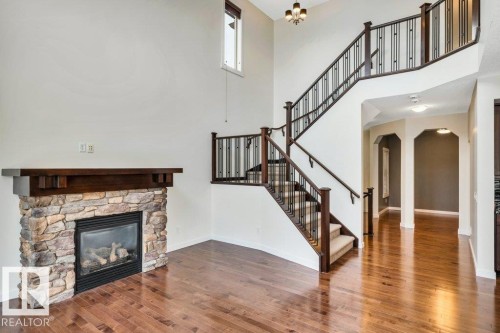 4450 Crabapple Landing, Edmonton, AB - Indoor Photo Showing Living Room With Fireplace