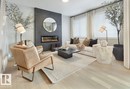 17519 7 Street, Edmonton, AB - Indoor Photo Showing Living Room With Fireplace