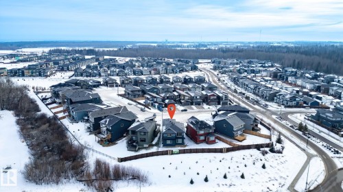 Snowy aerial view featuring a residential view - 9 Elwyck Gate, Spruce Grove, AB - Outdoor With View