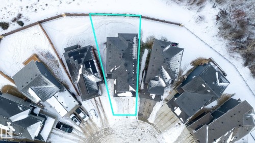 Aerial perspective of suburban area featuring property parcel outlined - 9 Elwyck Gate, Spruce Grove, AB - Outdoor