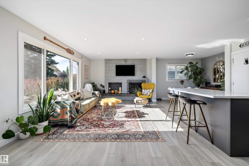 6304 94A Avenue, Edmonton, AB - Indoor Photo Showing Living Room With Fireplace