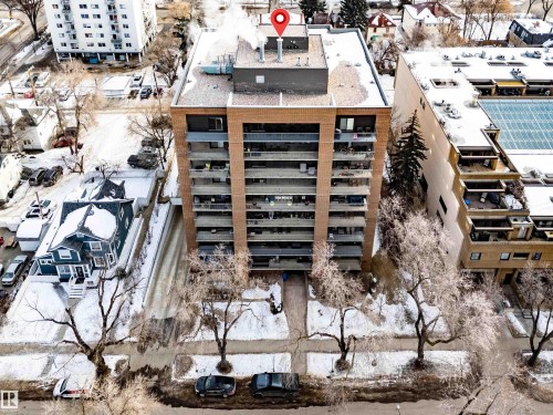 Drone / aerial view of apartment complex - 402 9929 113 Street, Edmonton, AB - Outdoor