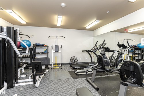 View of exercise room - 112 260 Sturgeon Road, St. Albert, AB - Indoor Photo Showing Gym Room