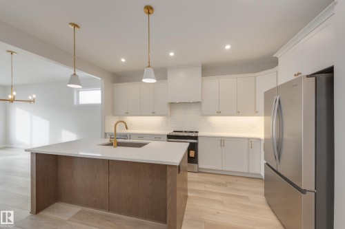 195 Stonehouse Way, Leduc, AB - Indoor Photo Showing Kitchen With Stainless Steel Kitchen With Upgraded Kitchen