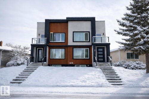 Contemporary home featuring stucco siding - 9559 85 Street, Edmonton, AB - Outdoor With Facade