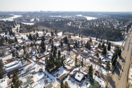 Snowy aerial view with a residential view - 14018 100 Avenue, Edmonton, AB - Outdoor With View