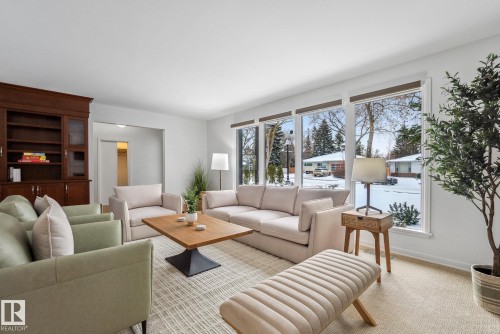 View of carpeted living room - 14018 100 Avenue, Edmonton, AB - Indoor Photo Showing Living Room