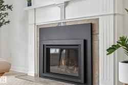 Detailed view of a glass covered fireplace - 