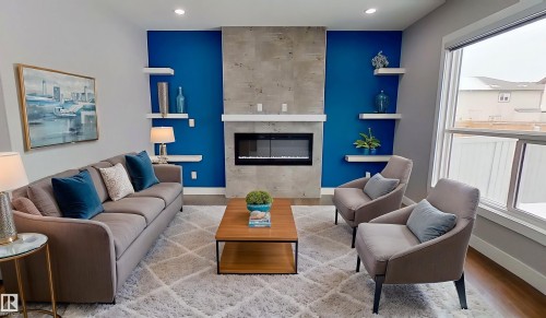 3016 12 Avenue, Edmonton, AB - Indoor Photo Showing Living Room With Fireplace