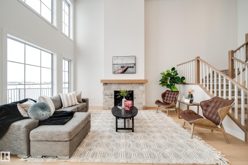96 Chelles Wynd, St. Albert, AB - Indoor Photo Showing Living Room With Fireplace