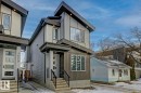 Modern home featuring board and batten siding and entry steps - 9627 152 Street Nw, Edmonton, AB  - Outdoor With Facade 