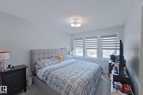 Bedroom featuring carpet flooring and a textured ceiling - 4419 Kinsella Green, Edmonton, AB - Indoor Photo Showing Bedroom