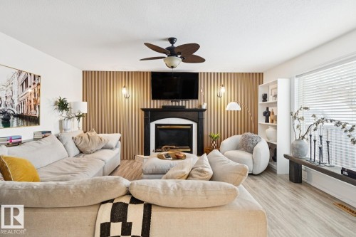 8617 158A Avenue, Edmonton, AB - Indoor Photo Showing Living Room With Fireplace