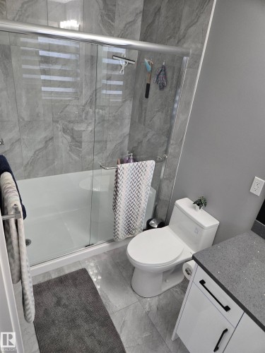 Bathroom featuring a shower stall and vanity - 1641 Enright Way Nw, Edmonton, AB - Indoor Photo Showing Bathroom