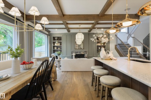 10805 60 Avenue, Edmonton, AB - Indoor Photo Showing Dining Room With Fireplace