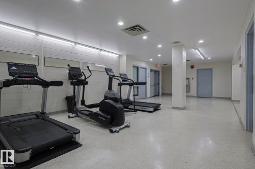 Workout area with recessed lighting - 505 10149 Saskatchewan Drive, Edmonton, AB - Indoor Photo Showing Gym Room