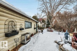 View of yard layered in snow - 