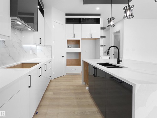 1107 Gyrfalcon Crescent, Edmonton, AB - Indoor Photo Showing Kitchen With Double Sink With Upgraded Kitchen