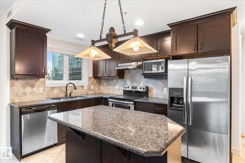 304 10142 111 Street, Edmonton, AB - Indoor Photo Showing Kitchen With Stainless Steel Kitchen With Double Sink With Upgraded Kitchen
