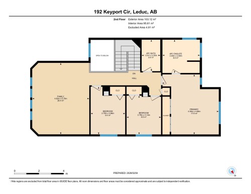 Upper floor plan - 192 Keyport Circle, Leduc, AB - Other