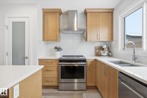 201 Charlesworth Drive, Edmonton, AB - Indoor Photo Showing Kitchen With Double Sink With Upgraded Kitchen