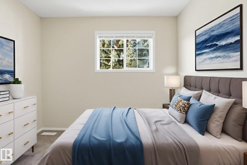 Carpeted bedroom with baseboards - 8006 15A Avenue, Edmonton, AB - Indoor Photo Showing Bedroom