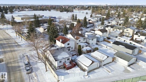 Snowy aerial view featuring a residential view - 8006 15A Avenue, Edmonton, AB - Outdoor With View