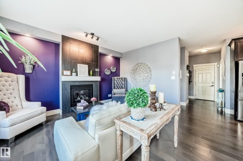 3411 8 Street, Edmonton, AB - Indoor Photo Showing Living Room With Fireplace