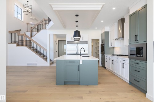 90 Chelles Wynd, St. Albert, AB - Indoor Photo Showing Kitchen With Upgraded Kitchen