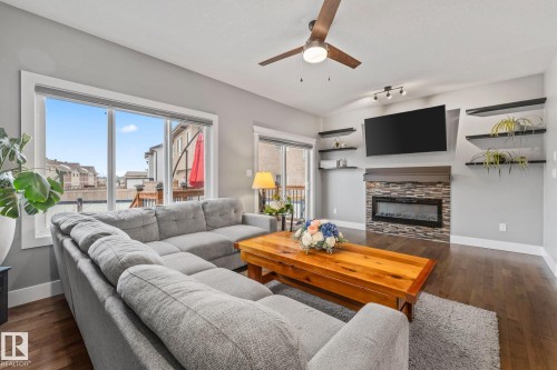 16807 60 Street, Edmonton, AB - Indoor Photo Showing Living Room With Fireplace
