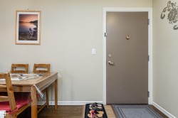 Dining area with baseboards and wood finished floors - 