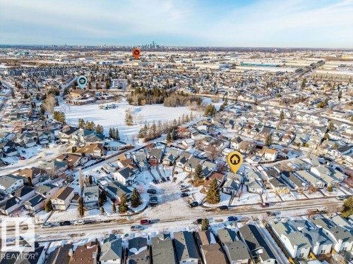Aerial view of property's location with nearby suburban area - 736 Johns Road, Edmonton, AB - Outdoor With View