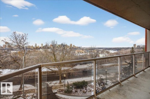 Balcony featuring a view of city - 402 10649 Saskatchewan Drive, Edmonton, AB - Outdoor With Balcony With View