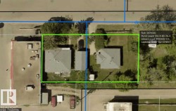 Aerial map of property and surrounding area with property parcel outlined - 