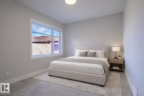 Bedroom with light carpet and baseboards - 16 Middleton Close, Leduc, AB - Indoor Photo Showing Bedroom